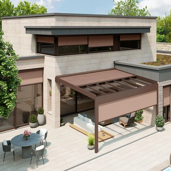 Glazen terrasoverkapping Nyon met zonwering