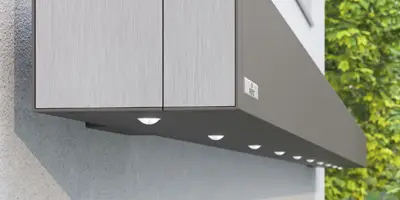 Led verlichting in kasting van knikarmscherm