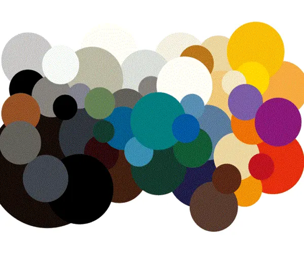 RAL-kleurenpalet met verschillende kleurcirkels