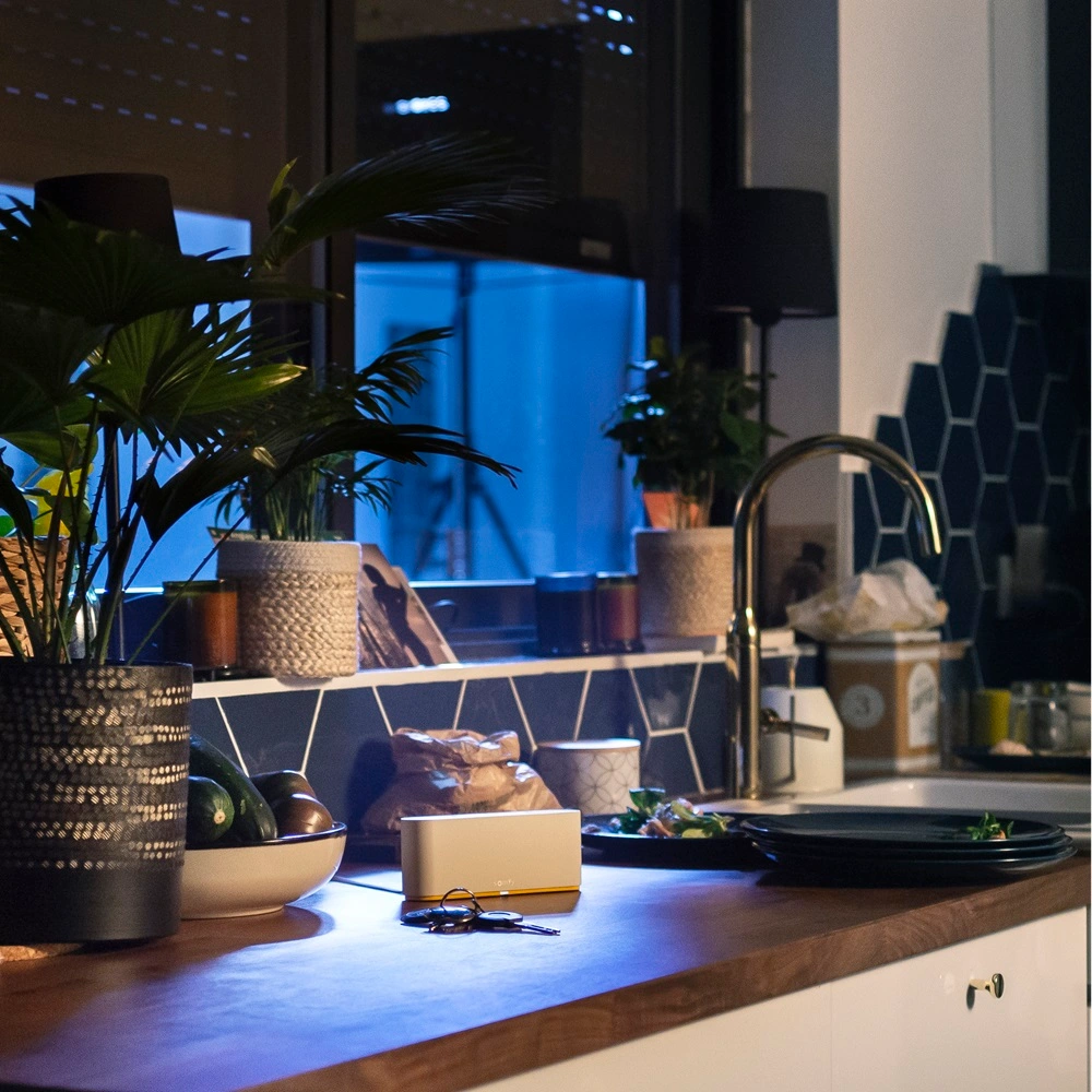 Raam met rolluik van binnen gezien met een tahoma box Raam met rolluik van binnen gezien met een tahoma box