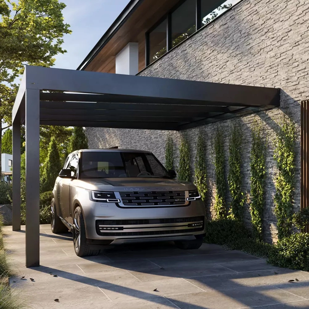 Cubo Ezie glazen overkapping boven parkeerplaats met auto