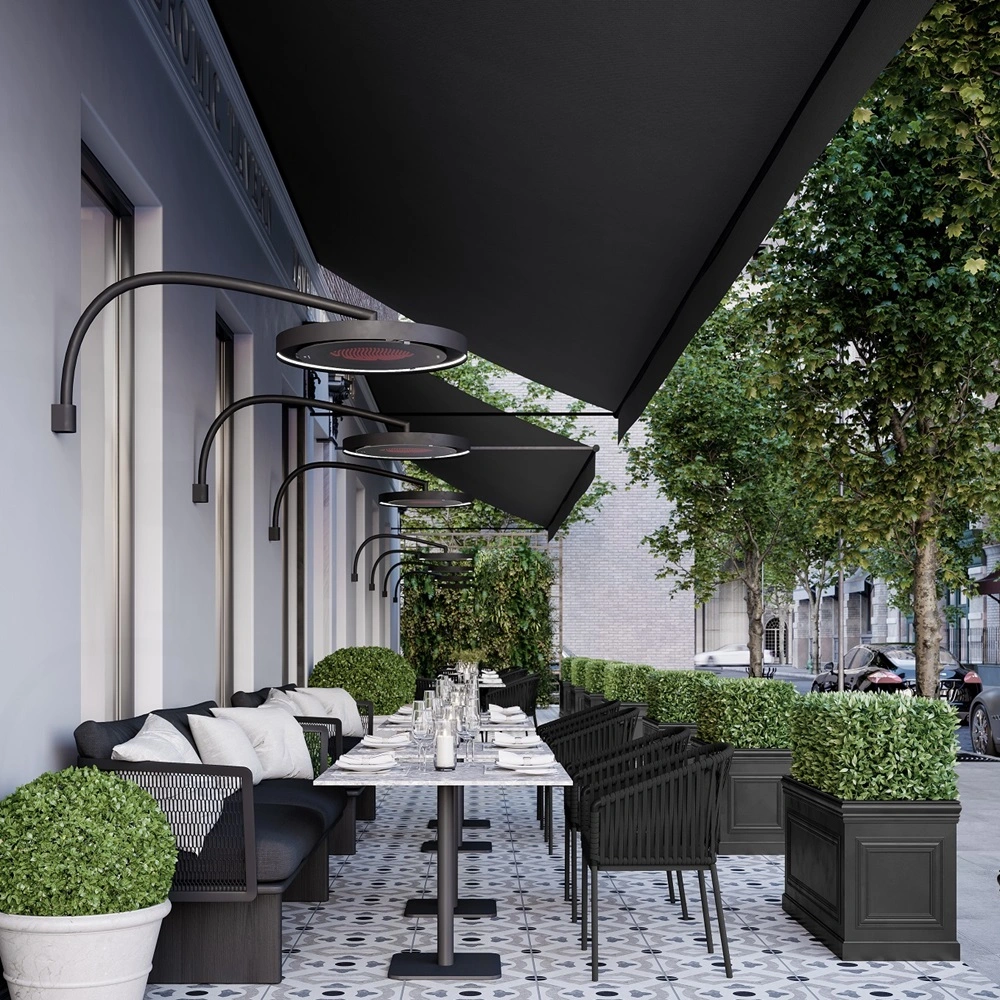 Eclipse Smart Heat wandheaters boven restaurantterras