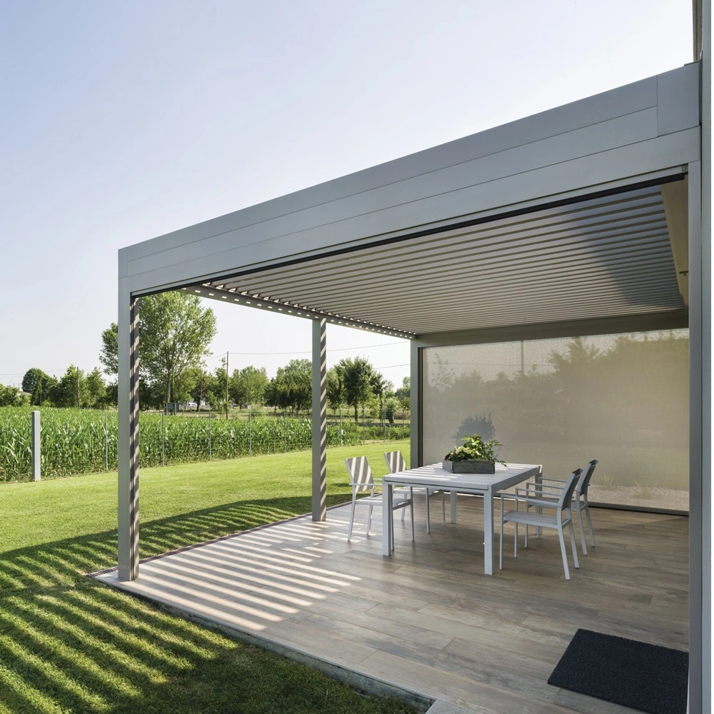 Lamellen overkapping Joy met uitzicht op groene velden