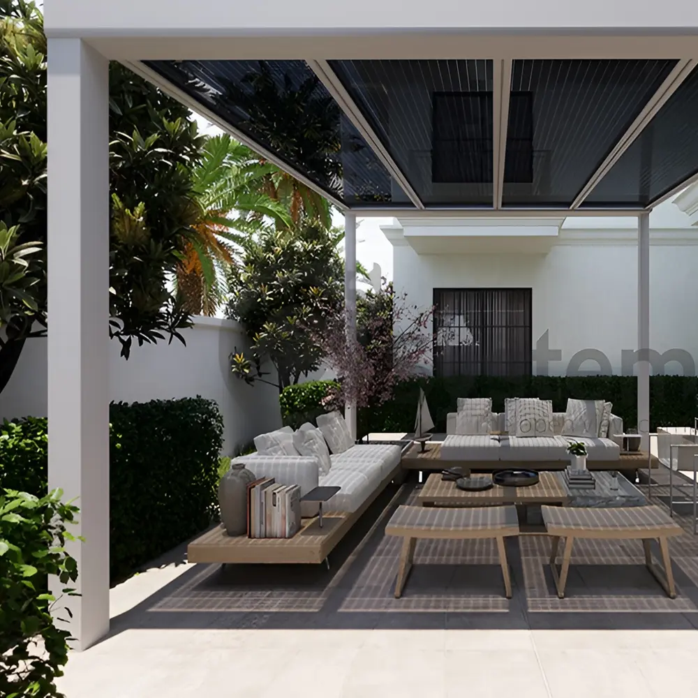 Tuinkamer seesky E-luz met zonnepaneel dak