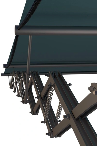 Schaararmscherm Vertigo vrijstaand met stevige constructie en veermechanisme Schaararmscherm Vertigo vrijstaand met stevige constructie en veermechanisme