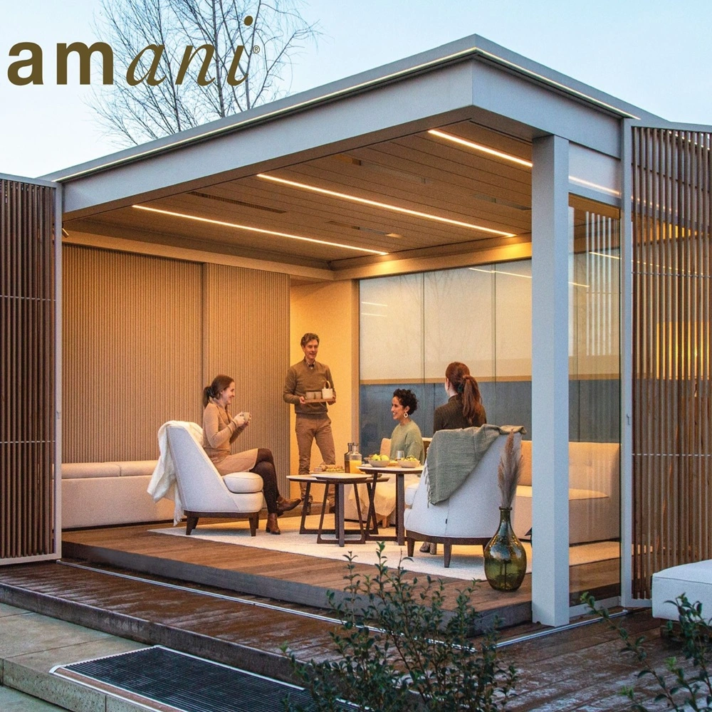 Lamellen overkapping Amani met familie die genieten