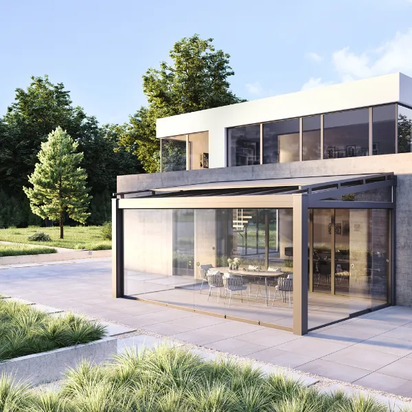 Aluminium glasdak met houtlook aan huis